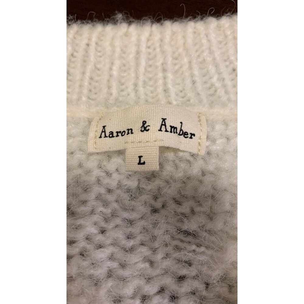 Aaron & Amber L Knit Cream Cable Knit Puff Sleeve Sweater Lightweight‎ Cozy - Picture 4 of 8